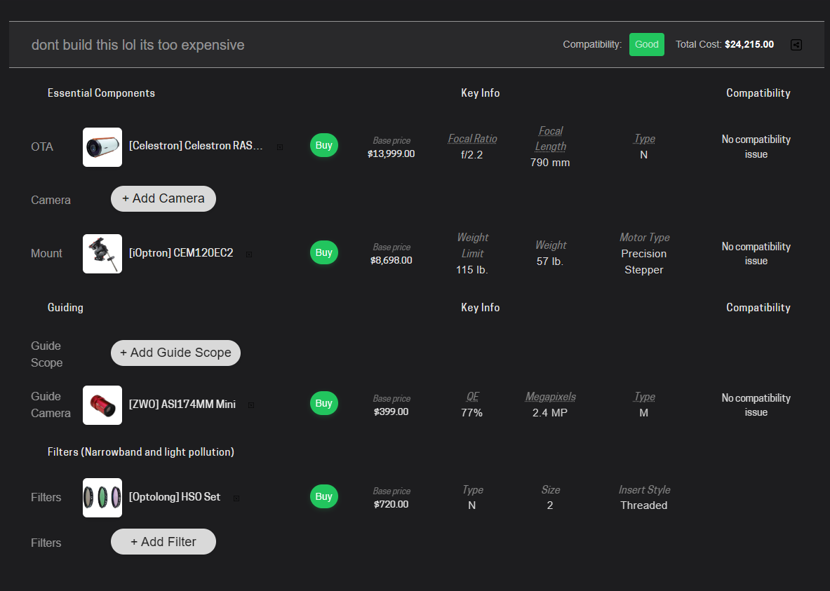 AstroBuilder Interface
